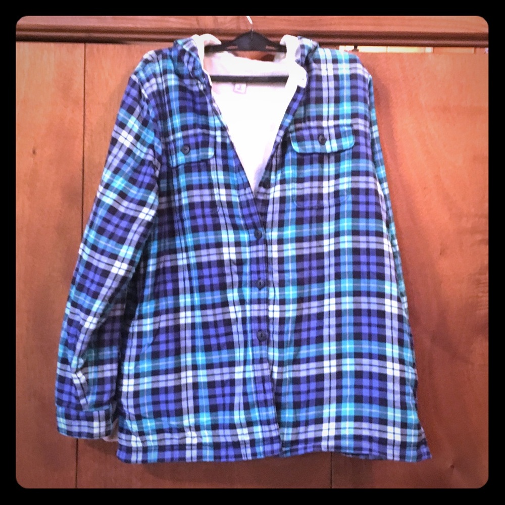 LL Bean Women’s Hooded Fleece Lined Flannel